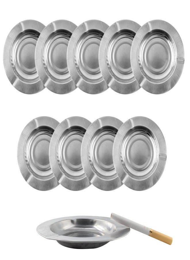 Lilaly 10-Pack Ashtray Round Cigar Ash Tray Stainless Ashtray for Indoor Outdoor Patio 4.5 inch Ashtray - Image 1